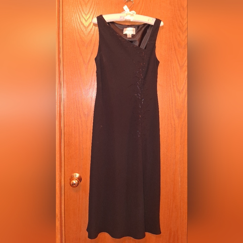 Classic Evan Picone black dress with embellishments, size 14